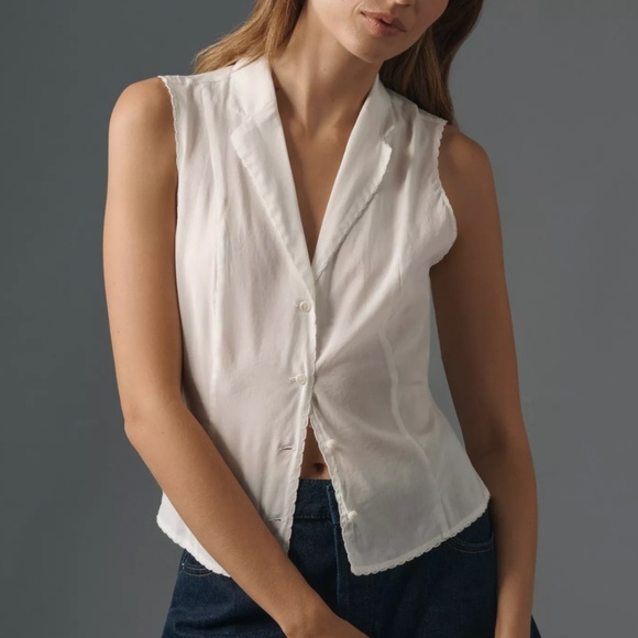 NWT Reformation Kady Top Blouse - White Cotton Minimalist Clean Beauty - Picture 3 of 8